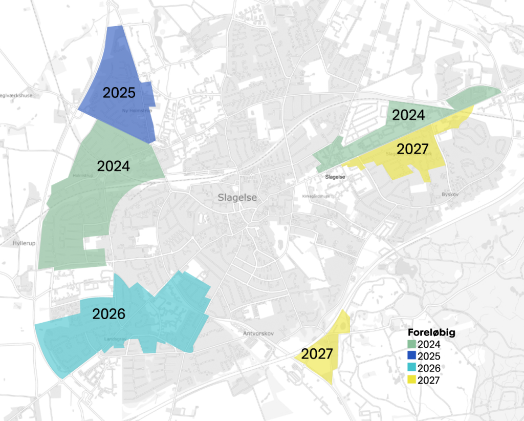 Kort-over-etape-opelt-fjernvarme Etape-opdelt fjernvarme i Slagelse Kommune